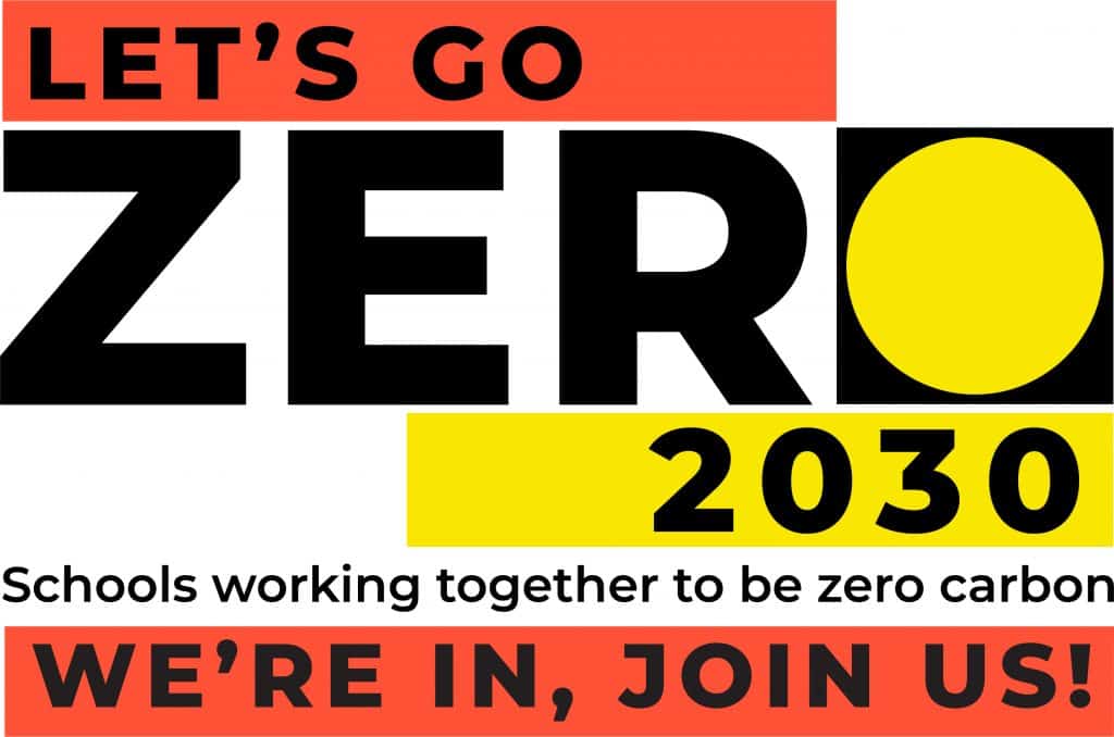 Lets Go Zero logo for schools working to become zero carbon by 2030.